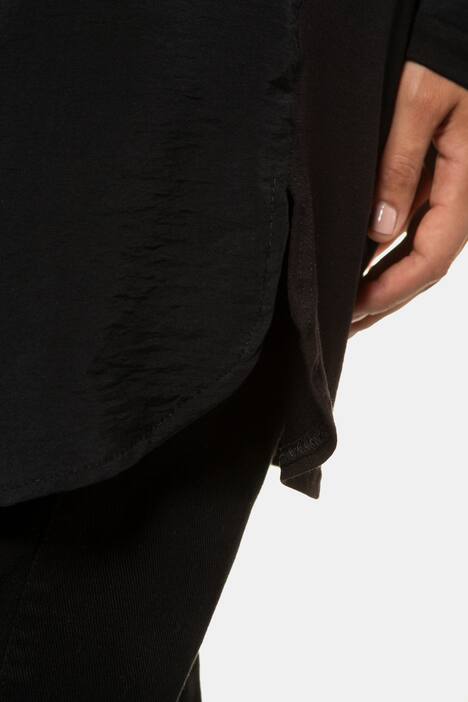 Mixed Fabric Seam Detail Round Neck Tunic