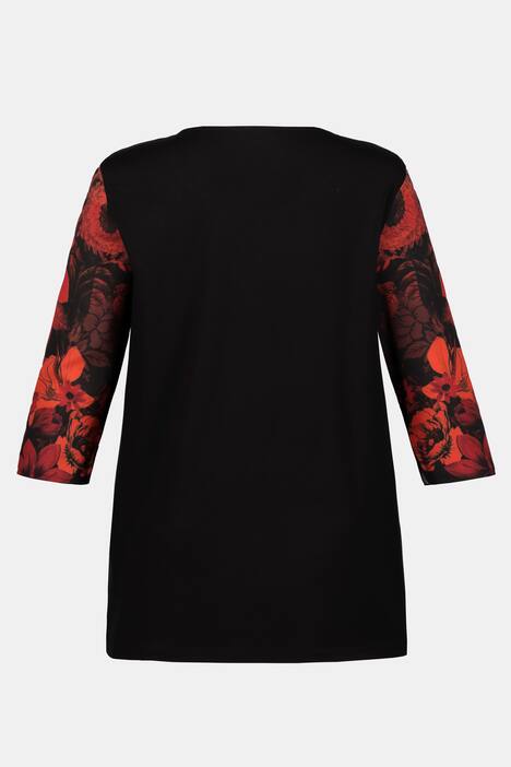 Shirt, Blütenmuster, Classic, Rücken uni, 3/4-Arm