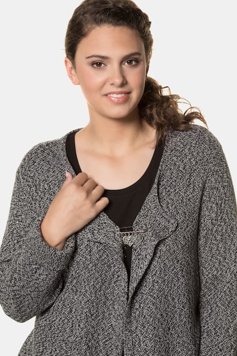 Cardigan, Trachten-Ziernadel, Rollkante, Strukturstrick