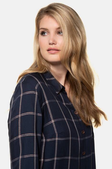 Hemdbluse, Karomuster, Classic, Metallic-Effekt