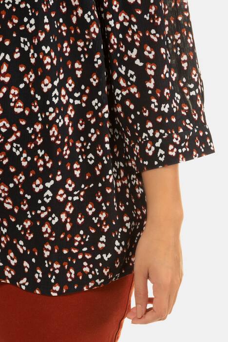 Bluse, Leodruck, Classic, Krepp, bügelfrei