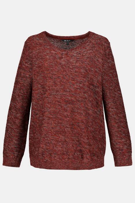 Textured Yarn V-Neck Long Sleeve Sweater