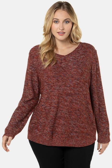 Textured Yarn V-Neck Long Sleeve Sweater