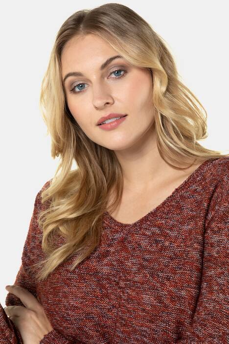 Textured Yarn V-Neck Long Sleeve Sweater