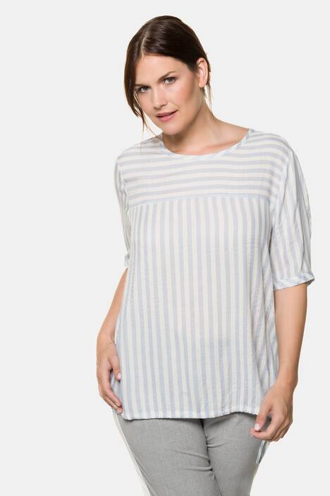 Bluse, Streifen, Relaxed, Metallic-Effekt, Tunnelzug