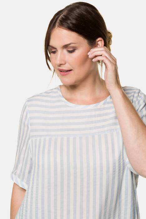 Bluse, Streifen, Relaxed, Metallic-Effekt, Tunnelzug