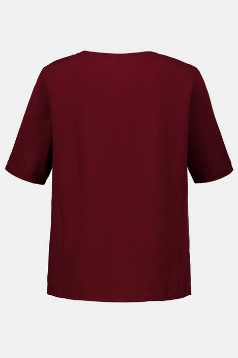 Shirtbluse, Blattmotiv, Regular, Glitzersteinchen