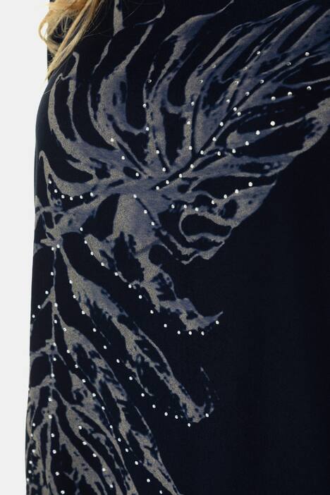 Shirtbluse, Blattmotiv, Regular, Glitzersteinchen