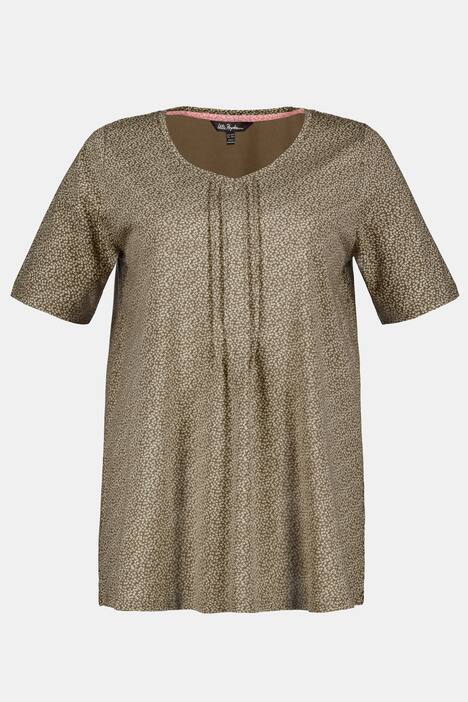 Petite Floral Print V-Neck Short Sleeve Cotton Tee