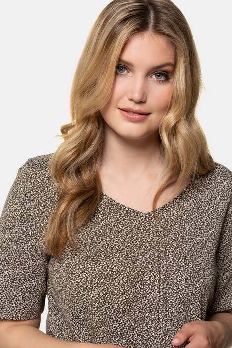 Petite Floral Print V-Neck Short Sleeve Cotton Tee