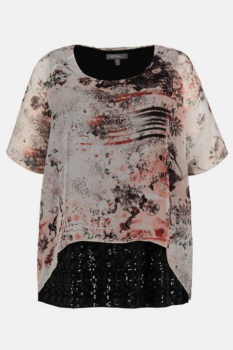 Blouse, 2-in-1, oversized, raglanmouwen, pailleten