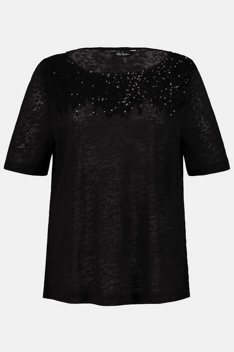 T-Shirt, Pailletten, Regular, Ausbrenner-Jersey