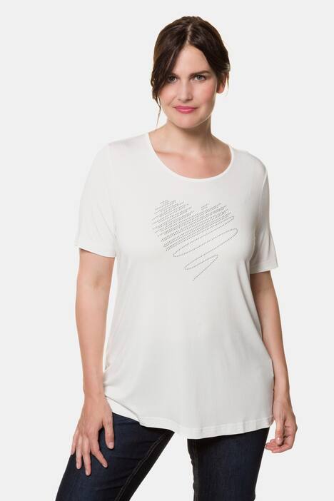 T-Shirt, Metallic-Herzapplikation, Classic, Rundhals