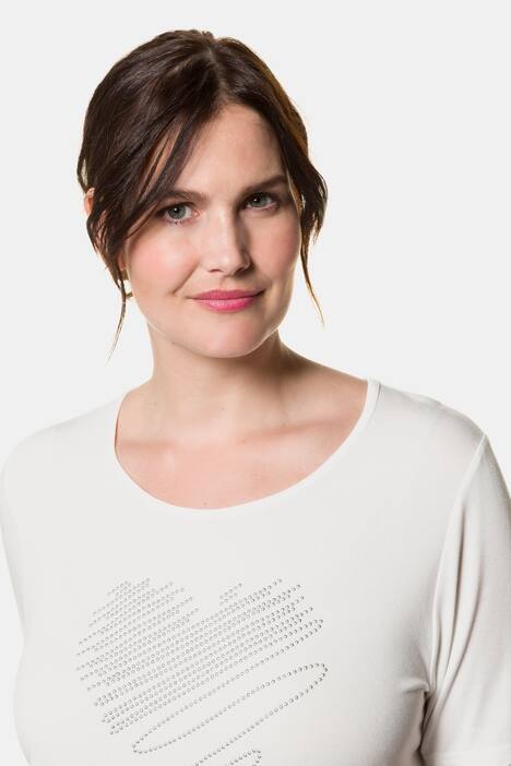 T-Shirt, Metallic-Herzapplikation, Classic, Rundhals