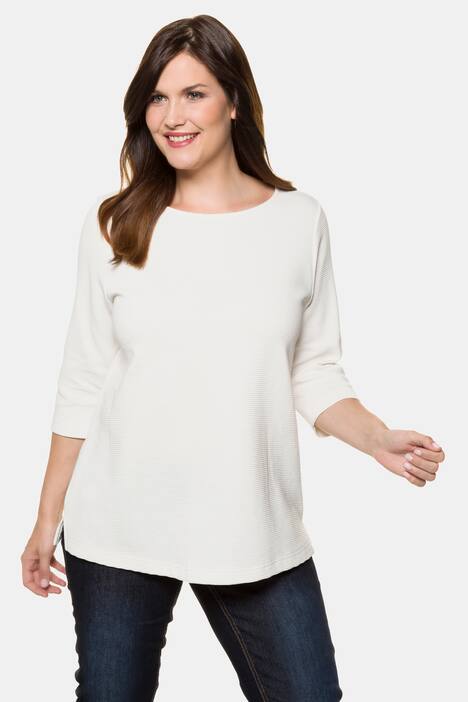 Pullover, weicher Querrippenstrick, Oversized, 3/4-Arm