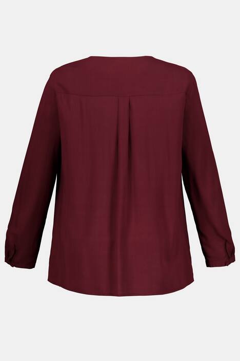 Bluse, bezogene Schlaufenknöpfe, Classic, V-Ausschnitt