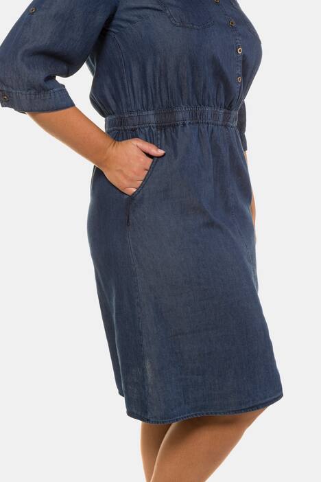 Button Front Denim Look 4-Pocket Dress