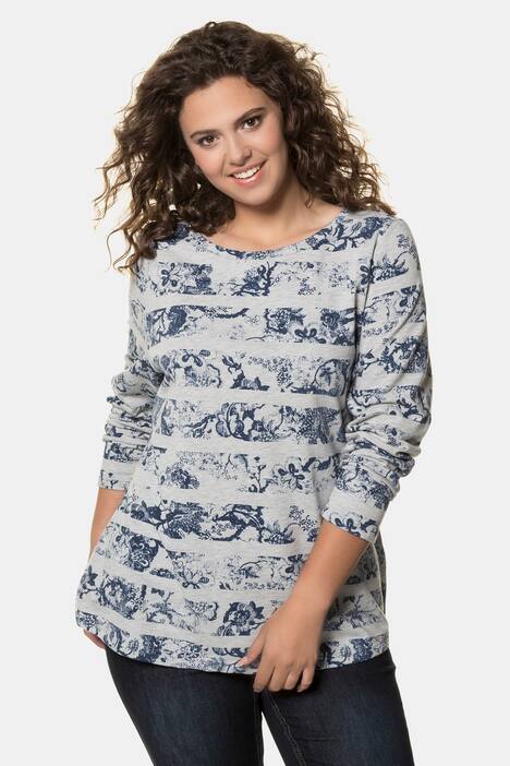 Striped Boat Neck Long Sleeve Sweatshirt