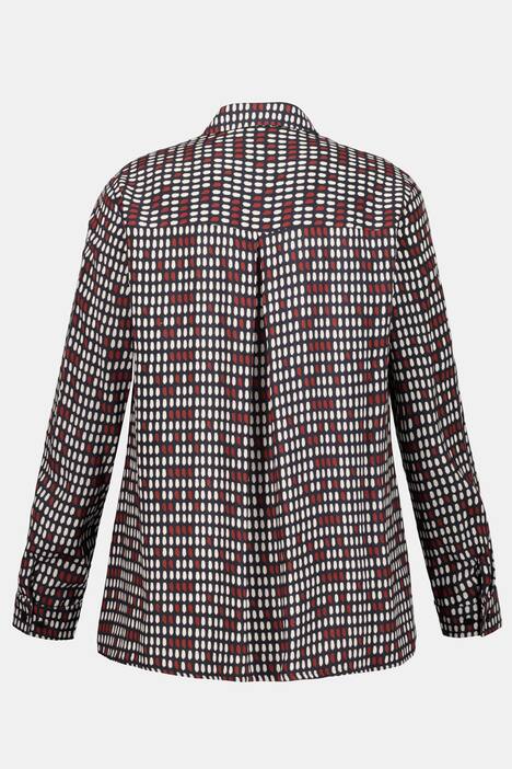 Hemdbluse, grafisches Muster, verdeckte Knopfleiste