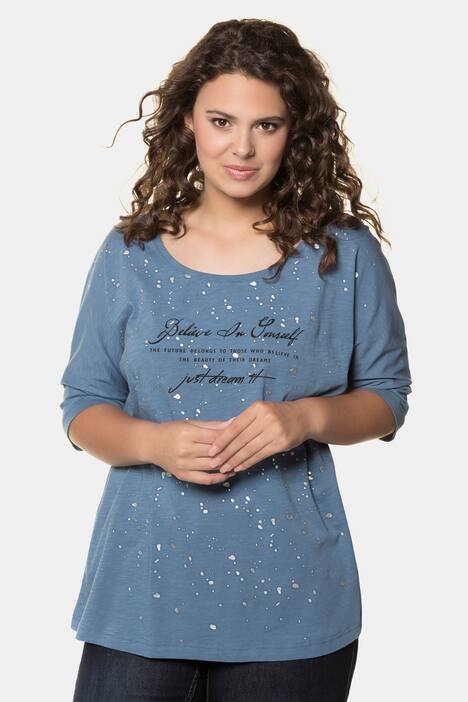 Shirt, Statement-Motiv, Oversized, Silberpunkte