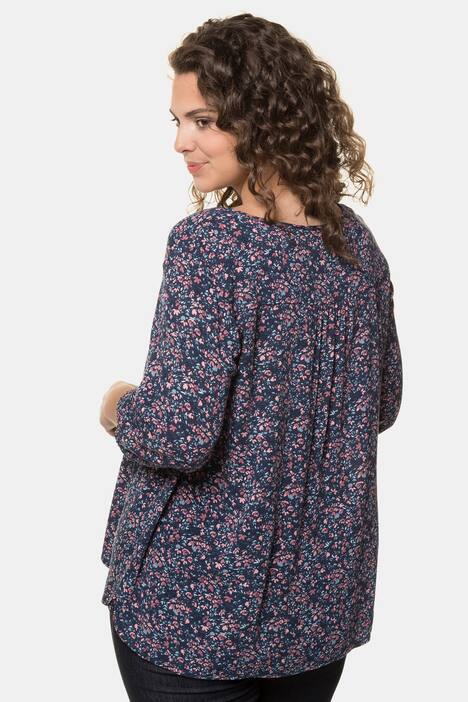 Tunika, Streublumenmuster, Zierfalten, Elastikbündchen