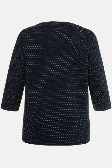Jacquard Dot Round Notch Neck Knit Top