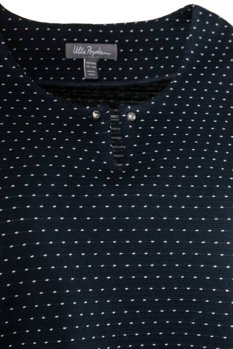 Jacquard Dot Round Notch Neck Knit Top
