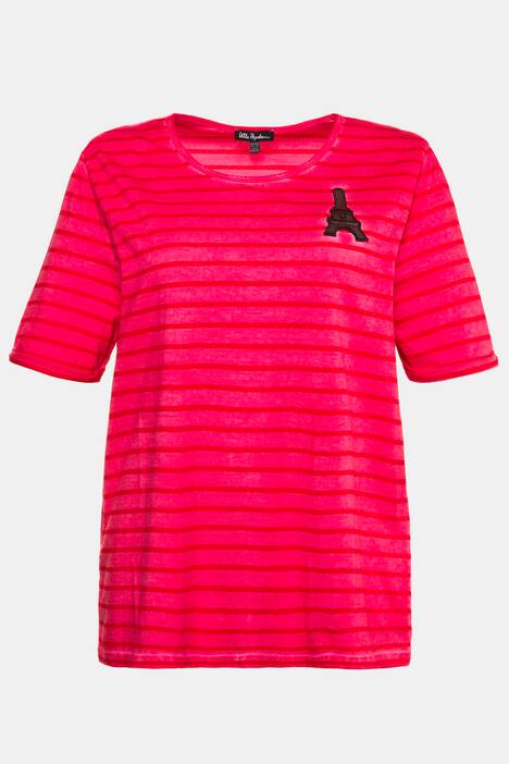 Ringelshirt, Eiffelturm-Applikation, Regular, oil dyed