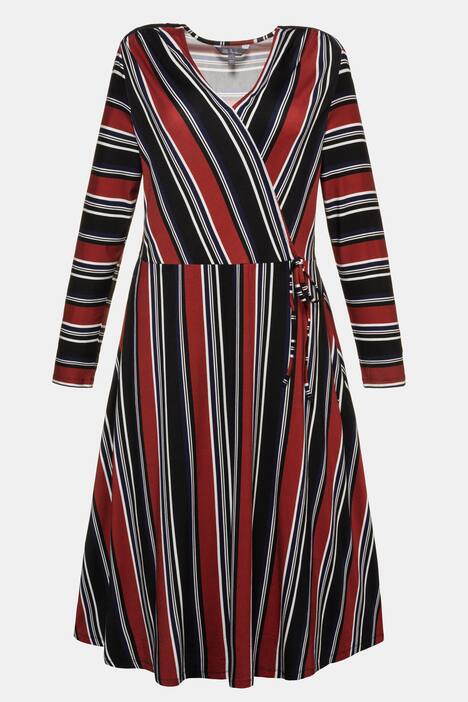 Jerseykleid, Wickeloptik, Streifen, Zierschleife