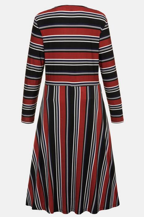 Jerseykleid, Wickeloptik, Streifen, Zierschleife