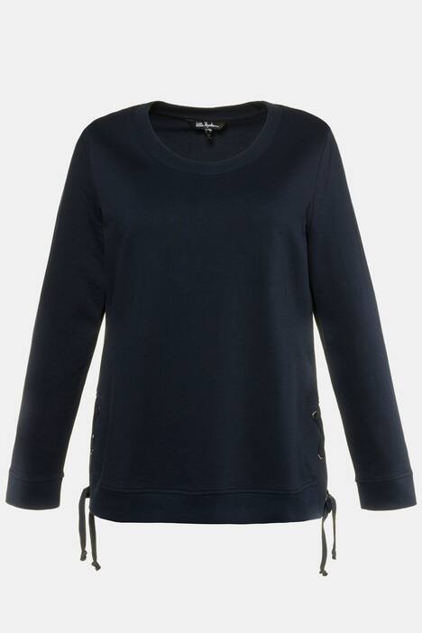 Lace-up Side Seam Crew Neck Long Sleeve Sweatshirt