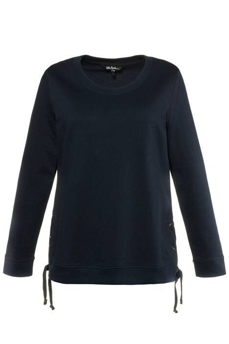 Lace-up Side Seam Crew Neck Long Sleeve Sweatshirt