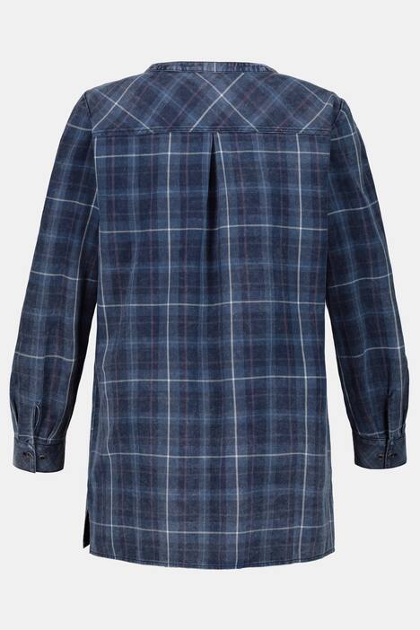 Longbluse, Karomuster, Used-Look, Krempelriegel