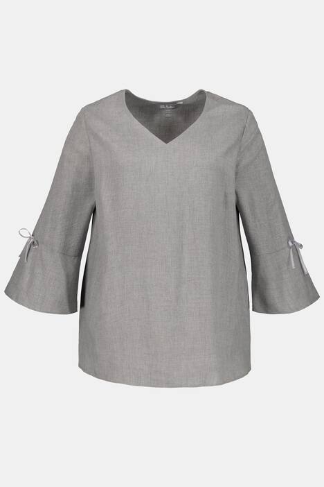 Tunika, Volantärmel, A-Linie, 3/4-Arm mit Zierschleife