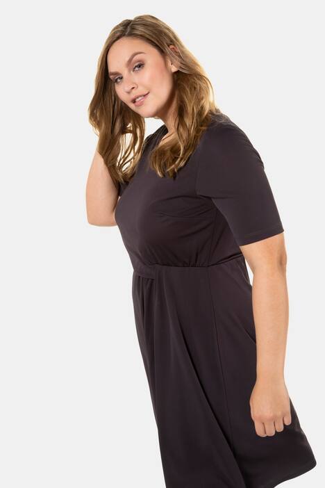 Kleid, drapierte Taille, V-Ausschnitt, 3/4-Arm