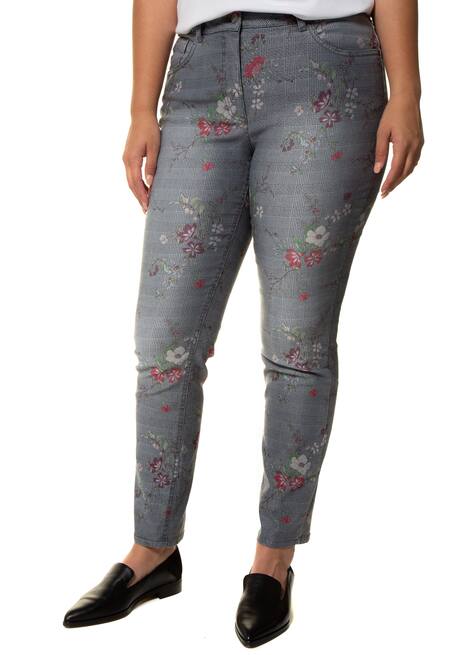 Floral Check Print 5-Pocket Stretch Mia Fit Pants