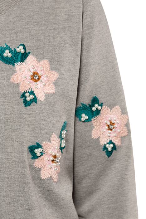 Sweatshirt, regular, gestikte patches, sierkralen