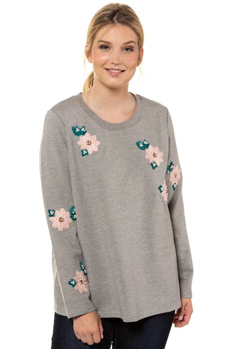 Sweatshirt, regular, gestikte patches, sierkralen