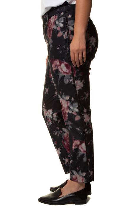 Satin Stripe Floral Print Sophie Fit Stretch Pants