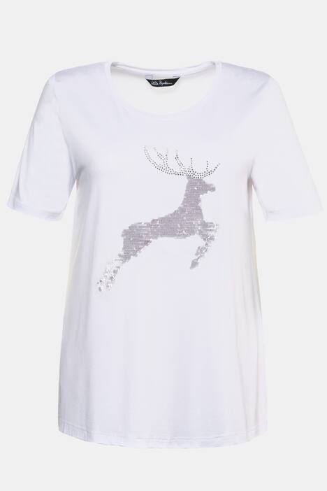 T-Shirt, Hirschmotiv, Classic, Wendepailletten, Rundhals