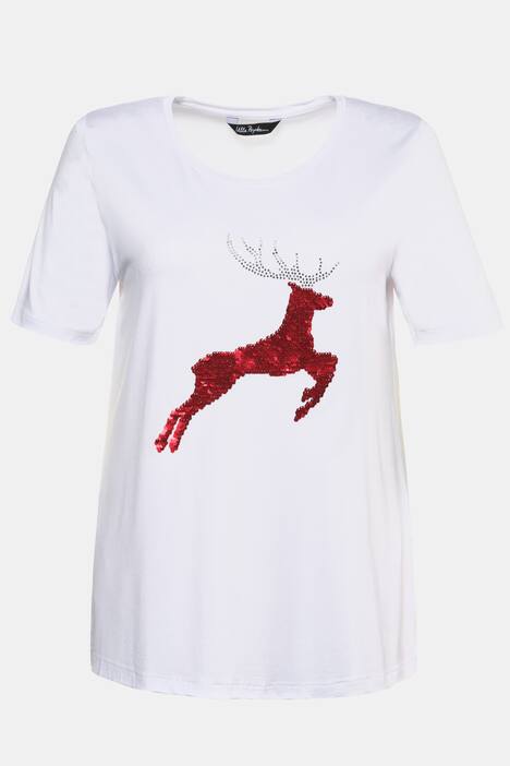 T-Shirt, Hirschmotiv, Classic, Wendepailletten, Rundhals