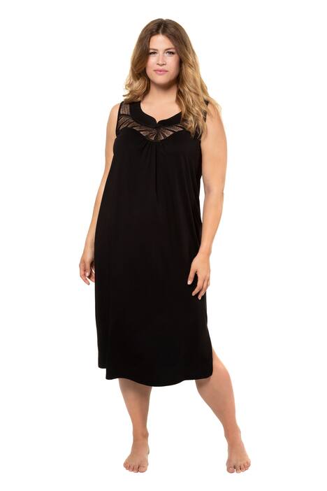Lace Inset Sweetheart Neck Knit Tank Nightgown