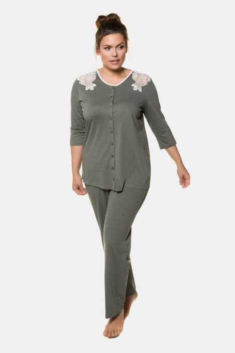 Touch Of Lace Button Front Knit Pajama Set