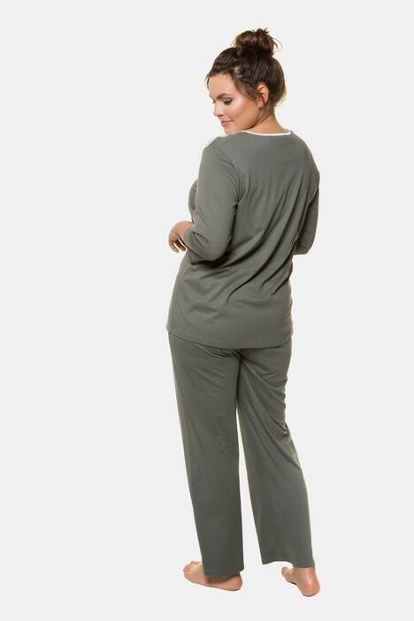 Touch Of Lace Button Front Knit Pajama Set