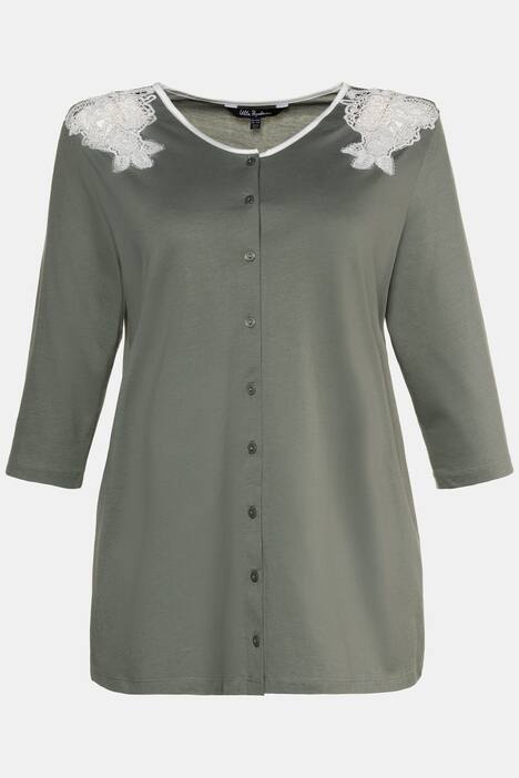Touch Of Lace Button Front Knit Pajama Set