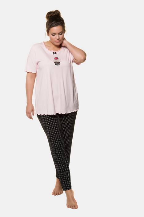 Pyjama, Cupcake-Motiv, gerüschte Abschlüsse