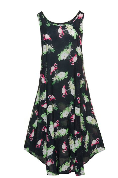 Flamingo Print Round Neck Tank Dress