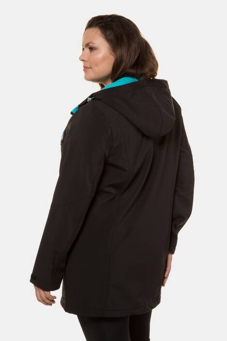 Softshelljacke, lange Form, Fleecefutter, Kapuze