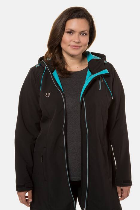 Softshelljacke, lange Form, Fleecefutter, Kapuze