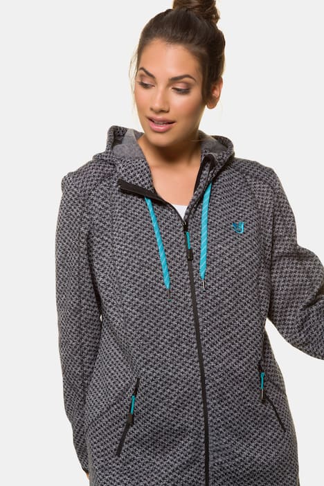 Strickfleecejacke, Pepita-Muster, 2-Wege-Reißverschluss